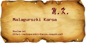 Malagurszki Karsa névjegykártya